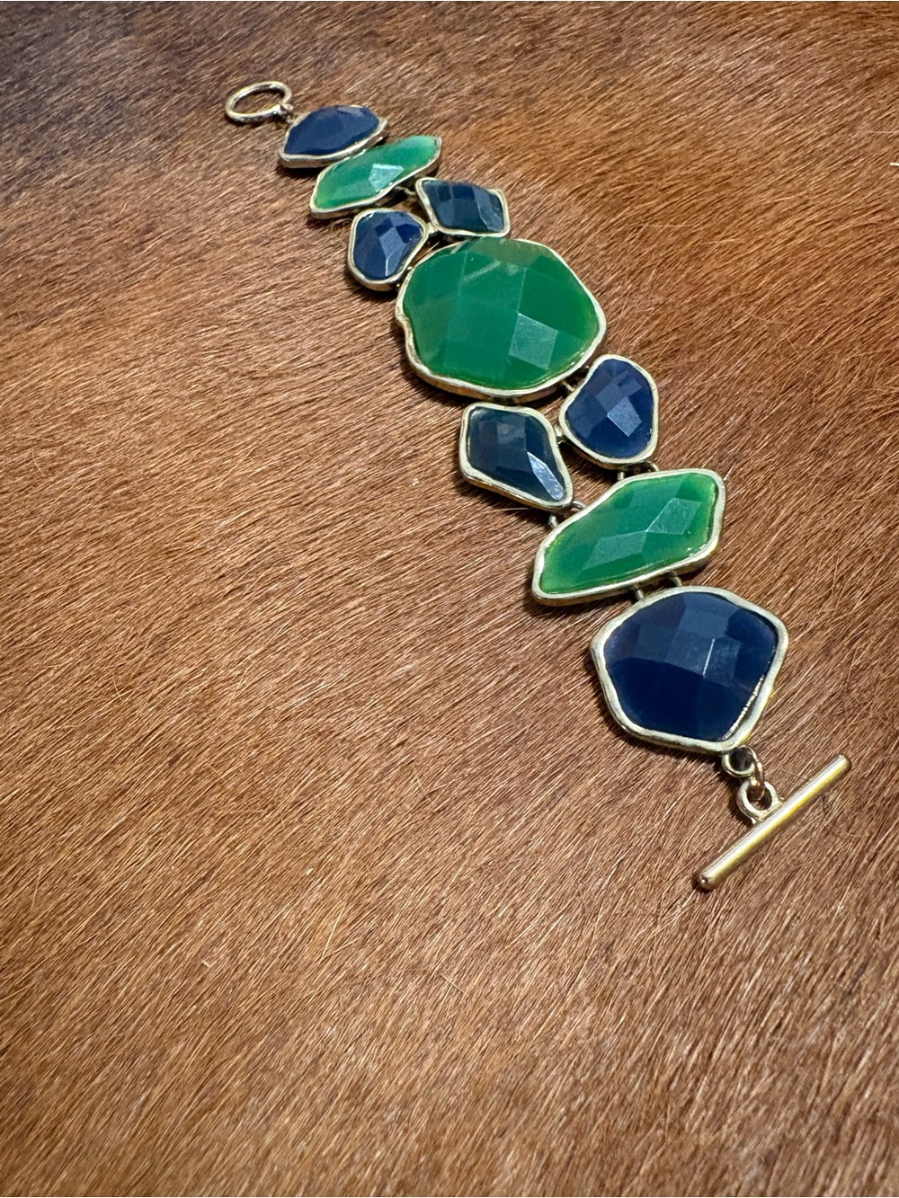 Green & Navy Faceted Stone Bracelet - Women Jewelry